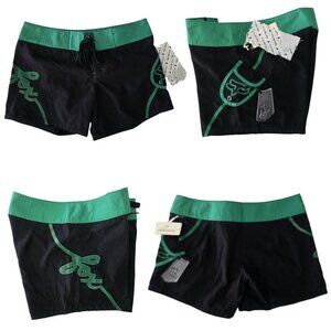Fox Racing Women’s Board Shorts - Size 3 Black & Green NEW NWT + Wax Scraper